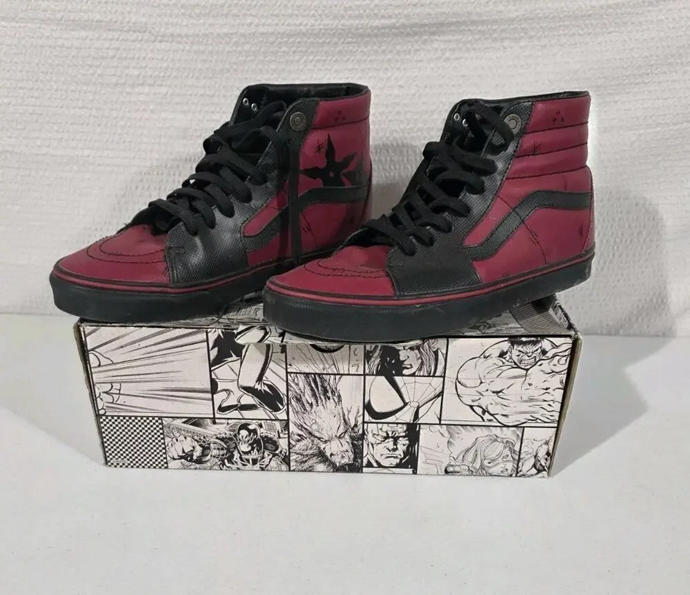 Size 11 - VANS Marvel x SK8- High Unisex Deadpool/Black Trainers Sneakers 721356